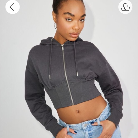 Garage Dark Gray Corset Zip up Hoodie XS - Picture 1 of 9